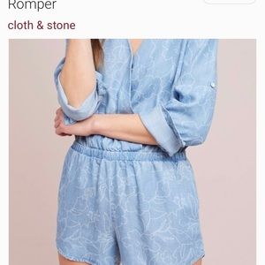 Anthropology Cloth & Stone chambray romper